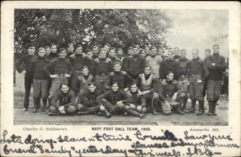 Annappolis MD Navy College Football Team 1905 Used Postcard