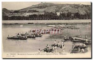 Old Postcard Army Vienna bypass Maneuvers on the Rhone by Regiments of Genie ...