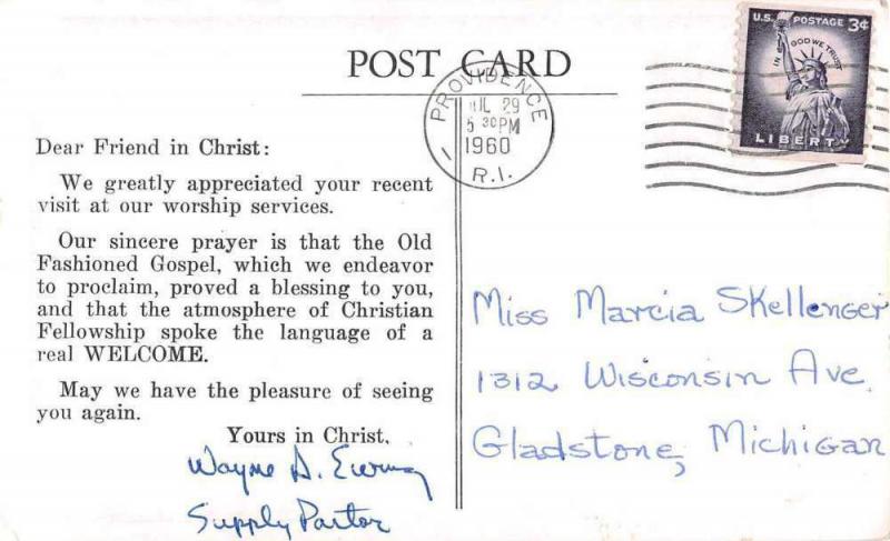 Providence Rhode Island Gloria dei Lutheran Church Antique Postcard J53503 