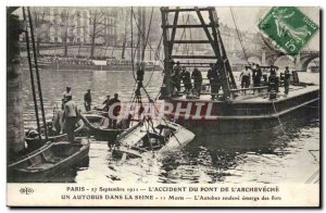 Paris Old Postcard September 27, 1911 Accident at the bridge & # 39archeveche...