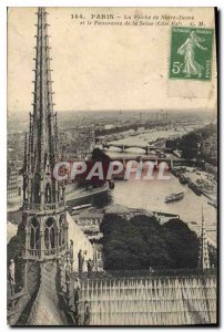 Old Postcard Paris la Fleche Notre Dame and the Seine Panorama of the East Coast