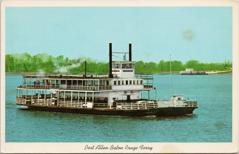 Baton Rouge LA Port Allen Baton Rouge Ferry Ship Boat 1960s Postcard H61