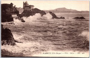 VINTAGE POSTCARD VIEW OF VILLA BELZA ON THE BASQUE COAST OF BIARRITZ FRANCE