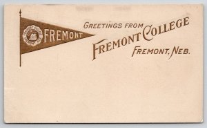 Fremont College NE Golden Pennant 1913 To Davidson Family Long Pine Postcard A36