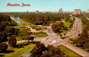 Texas Houston Panoramic View Of Hermann Park and Houston Skyline