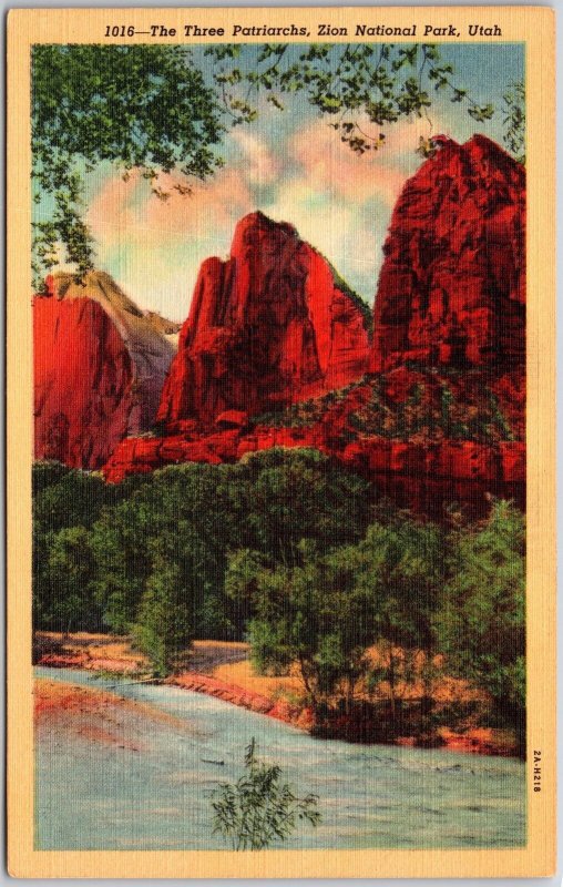 Utah UT, The Three Patriarchs, Zion National Park, Canyon, Vintage Postcard