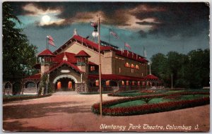 Columbus Ohio OH, Olentangy Park Theatre Building at Night, Vintage Postcard