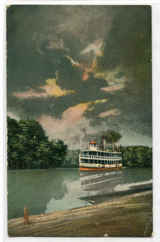Steamer In The Outlet at Clifton Chautauqua Lake New York 1910c postcard