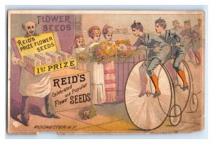 1870s-80s Reid's Flower Seeds W/Prices Penny Farthing Race Lot Of 2 F179