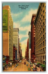 Vintage 1940's Postcard Antique Autos on State Street Loop Chicago Illinois