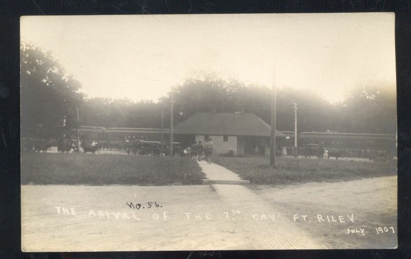 RPPC FORT RILEY KANSAS RAILROAD DEPOT TRAIN STATION REAL PHOTO POSTCARD