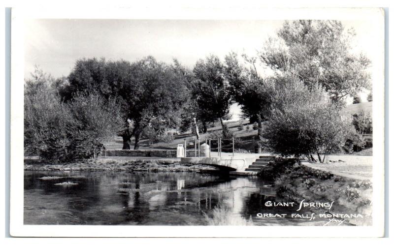 RPPC Giant Springs, Great Falls, MT Real Photo Postcard c. 1926-1940s