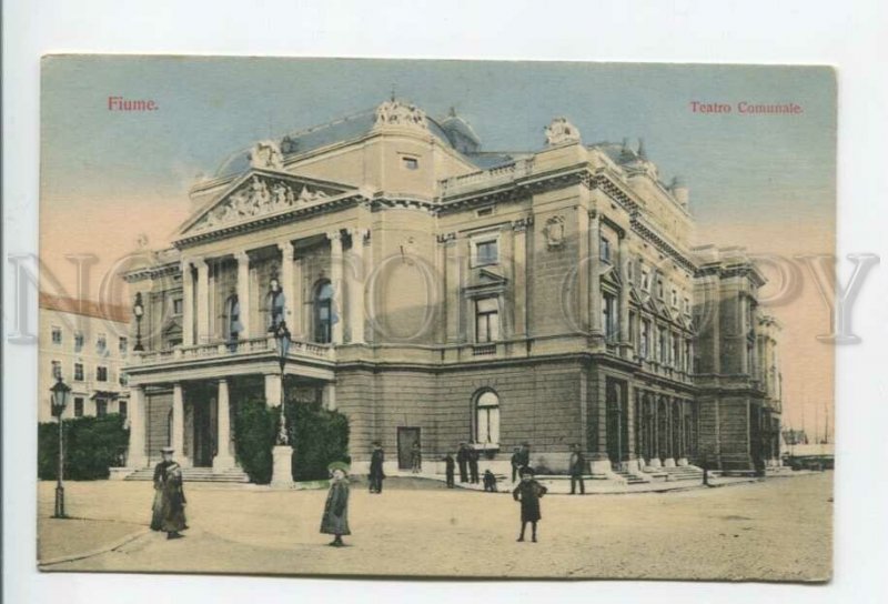 432735 Croatia Rijeka FIUME municipal theater Vintage tinted postcard