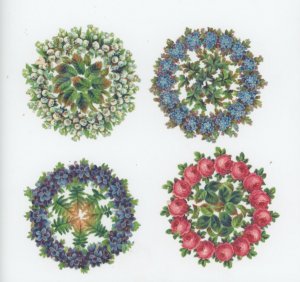 1880's Flower Rings Lot Of 4 Victorian Die Cut Trade Card #6TE