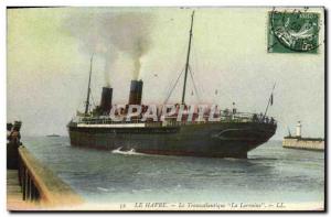 Old Postcard Boat Ship Havre Transatlantic Lorraine