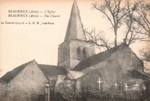 Vintage Postcard Beaurieux Aisne The Church L'Eglise La Guerre 1914-18 France