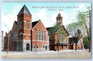 Leominster Massachusetts MA Postcard Merriam Memorial Building 1st Baptist 1905