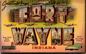 Indiana Greetings From Fort Wayne Large Letter Linen 1942
