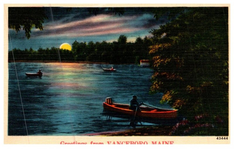 Maine Vanceboro , Greetings , Canoeing at Sunset