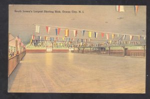 OCEAN CITY NEW JERSEY NJ SKATING RINK INTERIOR ADVERTISING VINTAGE POSTCARD