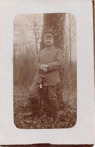 RPPC MILITARY WWI, German Soldier, Officer w Saber, Uniform, 1914 -18 Sabre,