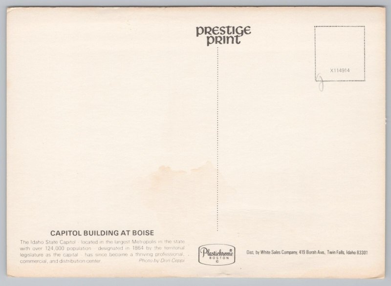 State View~Capitol Building @ Boise Idaho~Continental Postcard