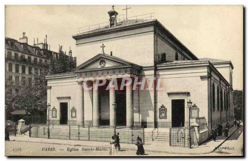Old Postcard Paris Saint Mary Church