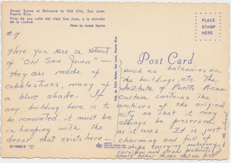 Street Scene at Entrance to Old City, San Juan, Puerto Rico, used Postcard