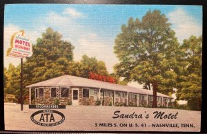 Vintage Postcard 1950's Sandra's Motel, U.S. 41, Nashville, Tennessee (TN)