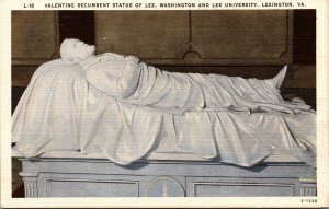 Vtg Statue Of Robert E Lee Washington & Lee University Lexington VA Postcard