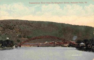 Bridge over Connecticut River Bellow Falls Vermont 1910c postcard
