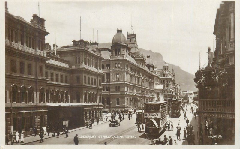 South Africa CAPE TOWN Adderley street tramway real photo postcard 