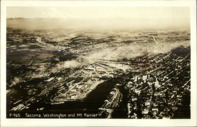 Tacoma WA Aerial View Real Photo Postcard
