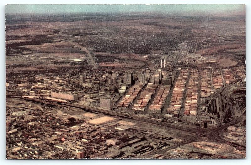 Postcard TX Fort Worth 1950's Aerial View of City B05