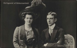 Sodermanland Sweden Hertigparet Duke and Duchess Real Photo c1910 Postcard