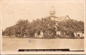 Real Photo Postcard Christian Church in Jewell City, Kansas