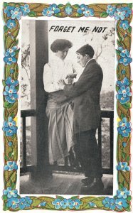 Vintage Postcard 1910's Forget Me Not Farewell Card Remembering Loved Ones