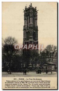 Postcard Old Paris St Jacques Tower