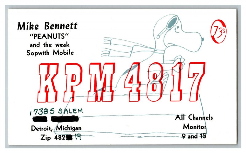 QSL Radio Card From Detroit Michigan KPM4817