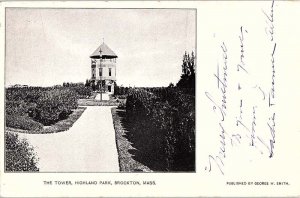 Postcard TOWER SCENE Brockton Massachusetts MA AJ1745