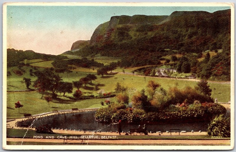 Pond And Cave Hill Bellevue Belfast Ireland Mountain Trees Paths Postcard
