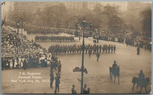 NEW YORK NY 1917 7th REGIMENT FAREWELL PARADE ANTIQUE REAL PHOTO POSTCARD RPPC