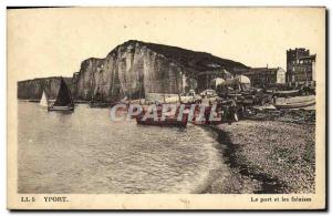 Old Postcard Yport Port and cliffs