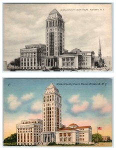 2 Postcards ELIZABETH, New Jersey NJ ~ Union County COURT HOUSE ca 1930s-40s