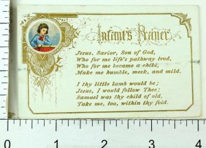 1870's-80's Lovely Infant's Prayer Jesus Little Lamb Victorian Card F81