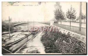 Old Postcard Clichy Bridge Chichy Barges