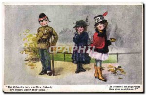 Old Postcard Fantasy Illustrator Women look at me Militaria