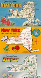 Greetings From New York 3x Map Postcard s