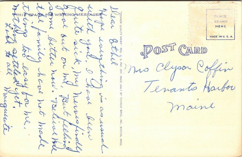 Longfellow Home Cambridge Massachusetts MA Linen Postcard UNP WOB Note Tichnor 