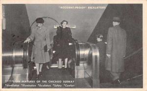 Chicago Illinois Subway Train Platform Escalator Advertising Postcard J76455